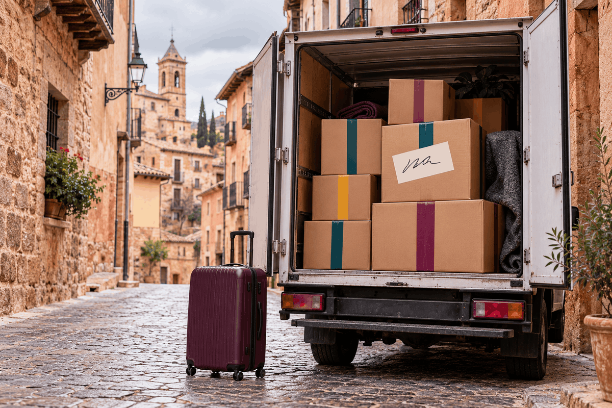 Compartir camión al emigrar. Tus cajas viajan con las de otras vidas que también empiezan fuera